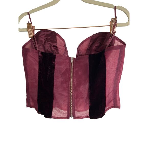 NBD Clarke Bustier Top Underwire Sheer Mesh Velvet Panel Party Statement Sz S - Picture 6 of 10
